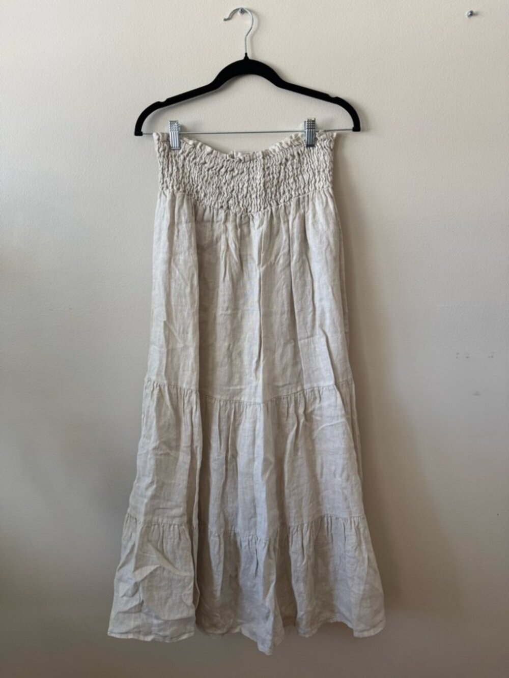Beachwood Cream Midi Skirt, 100% linen